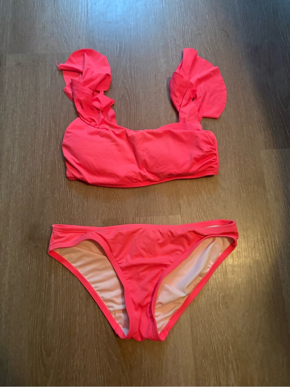 Vince Camuto Hot Pink Swim Top with Ruffled Straps